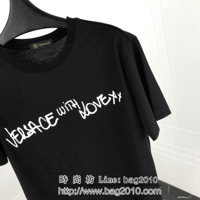 VERSACE範思哲 19ss早春新款短袖 簡約字母印花logo 官網同步 男女同款 ydi2126